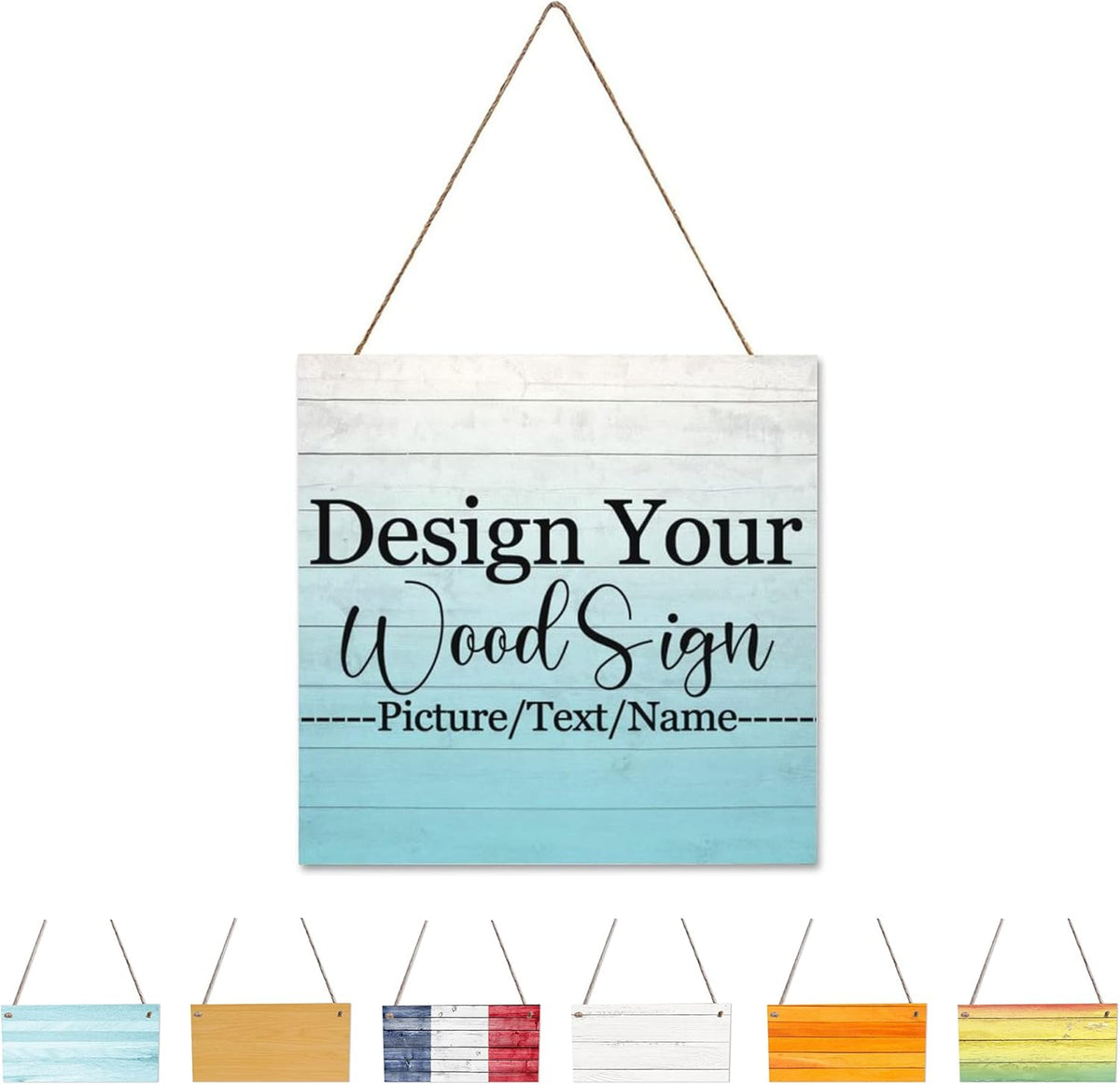 Personalized Hanging Wood Signs, Customized Door Board with Multiple Wood Background and Fonts to