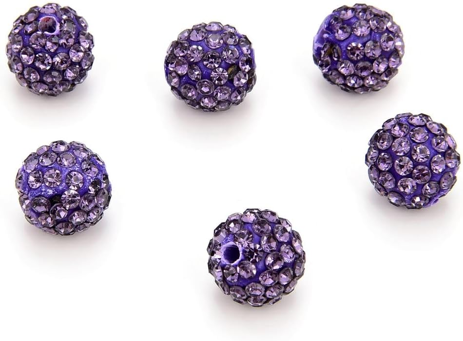 50pcs Adabele Grade A Suncatcher Crystal Rhinestone Pave Loose Beads 10mm Tanzanite Purple Polymer
