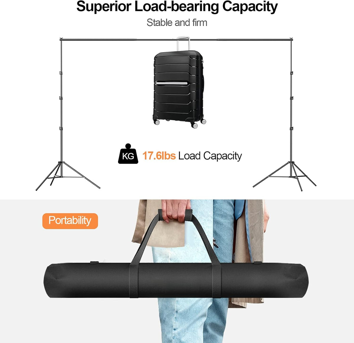 Photo Backdrop Stand, 8.5 x 10 ft Back Drop Adjustable Stands, Photography Background Support