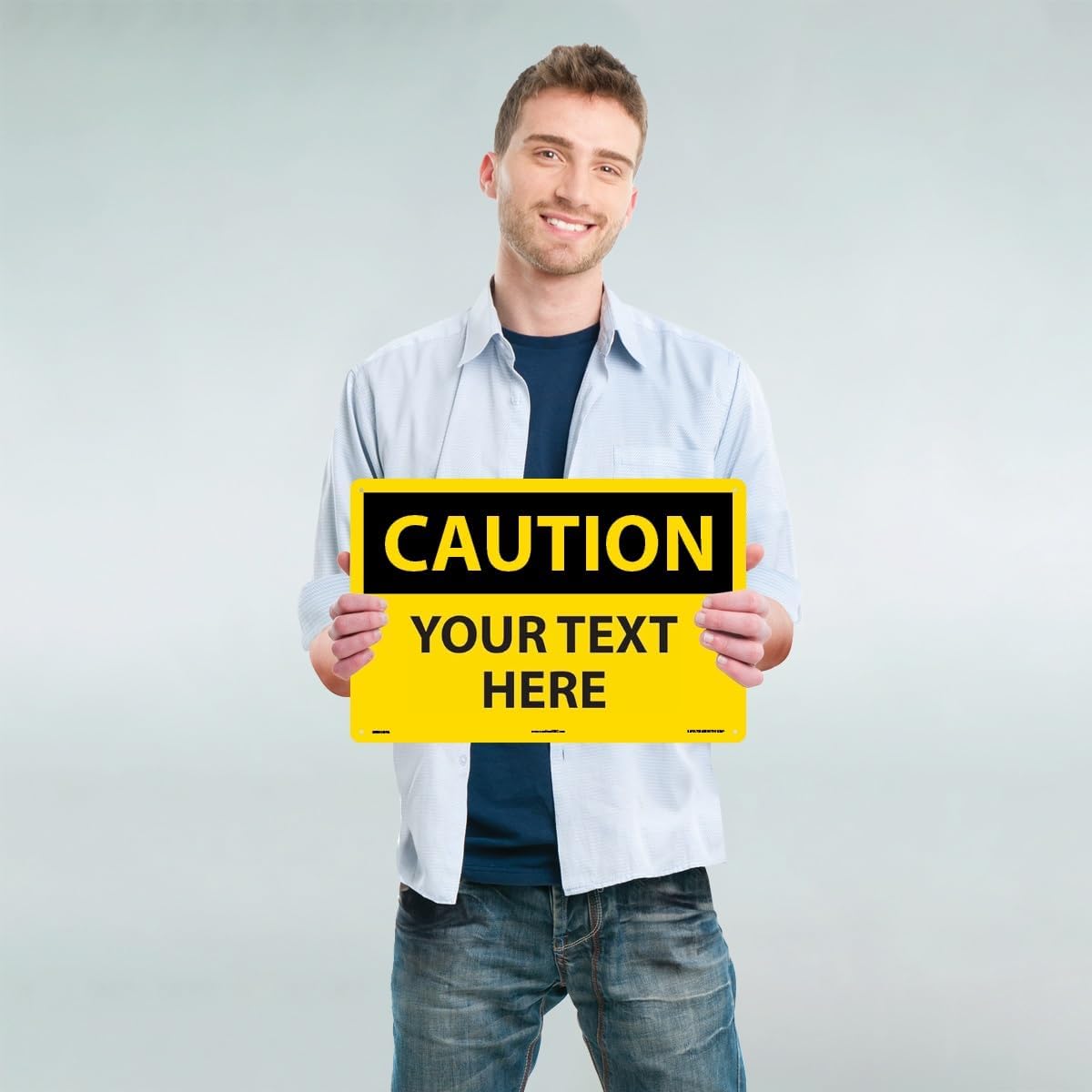 Custom OSHA Style Caution Sign 12" x 18" Aluminum Sign, Customizable "Your Text Here", by