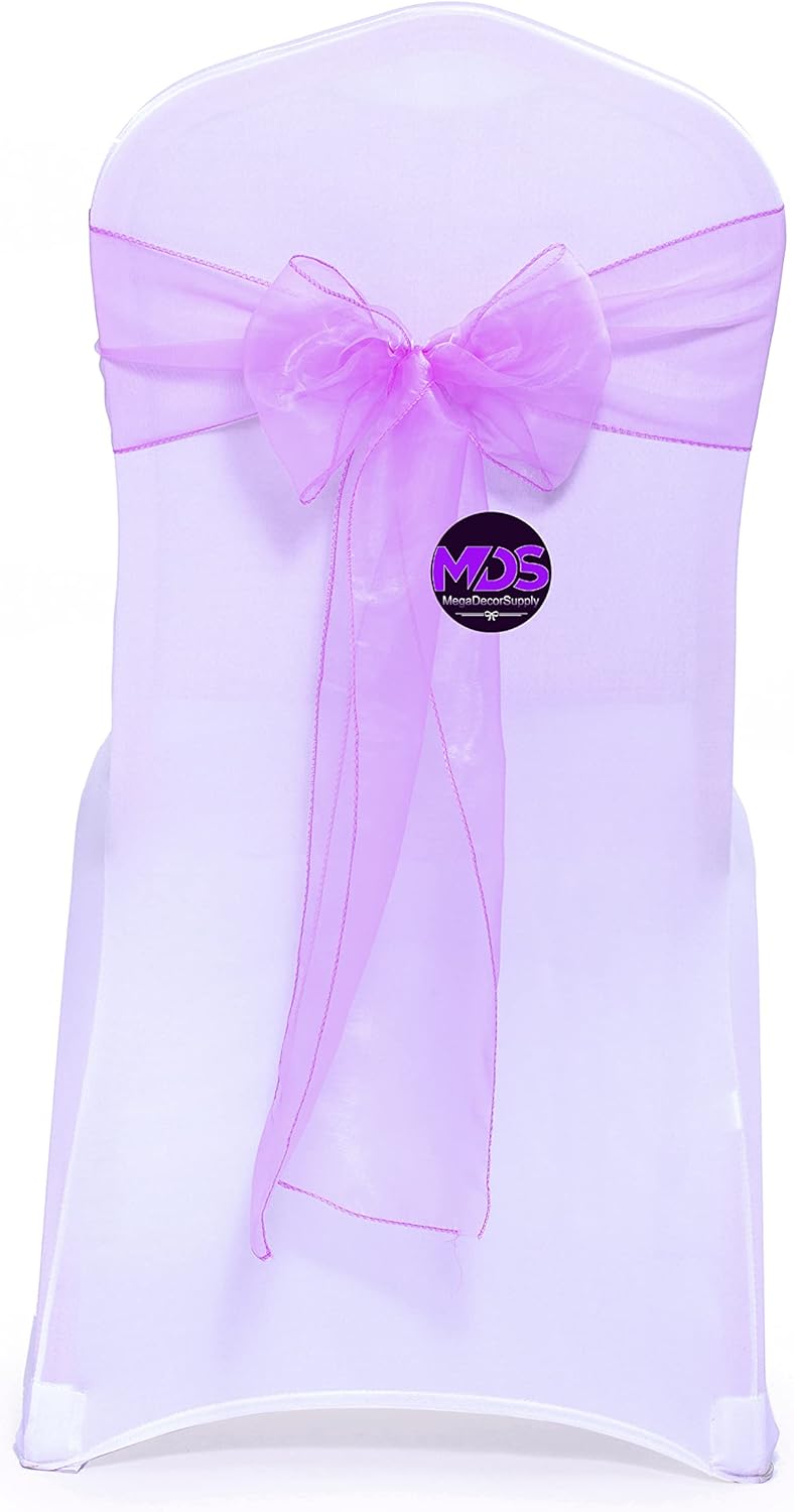 MDS Pack of 125 PCS Organza Chair Sashes Wider Dining Chair Bows Ribbon Tie Back for Wedding Party