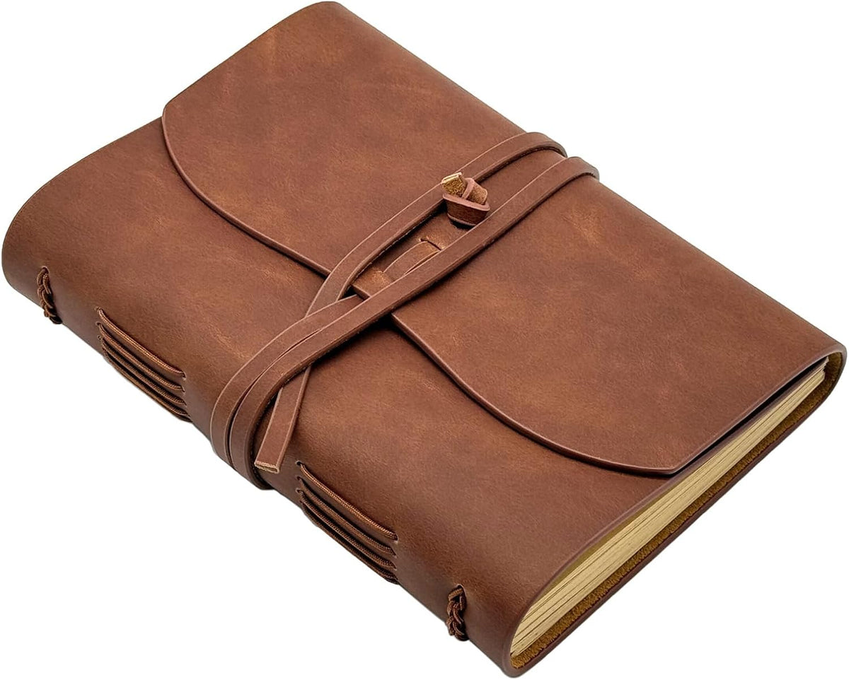 Dark Brown Notebook Journal - Leather Journals for Writing Small Size Diary 5.5x7.5 Inch, Notepad
