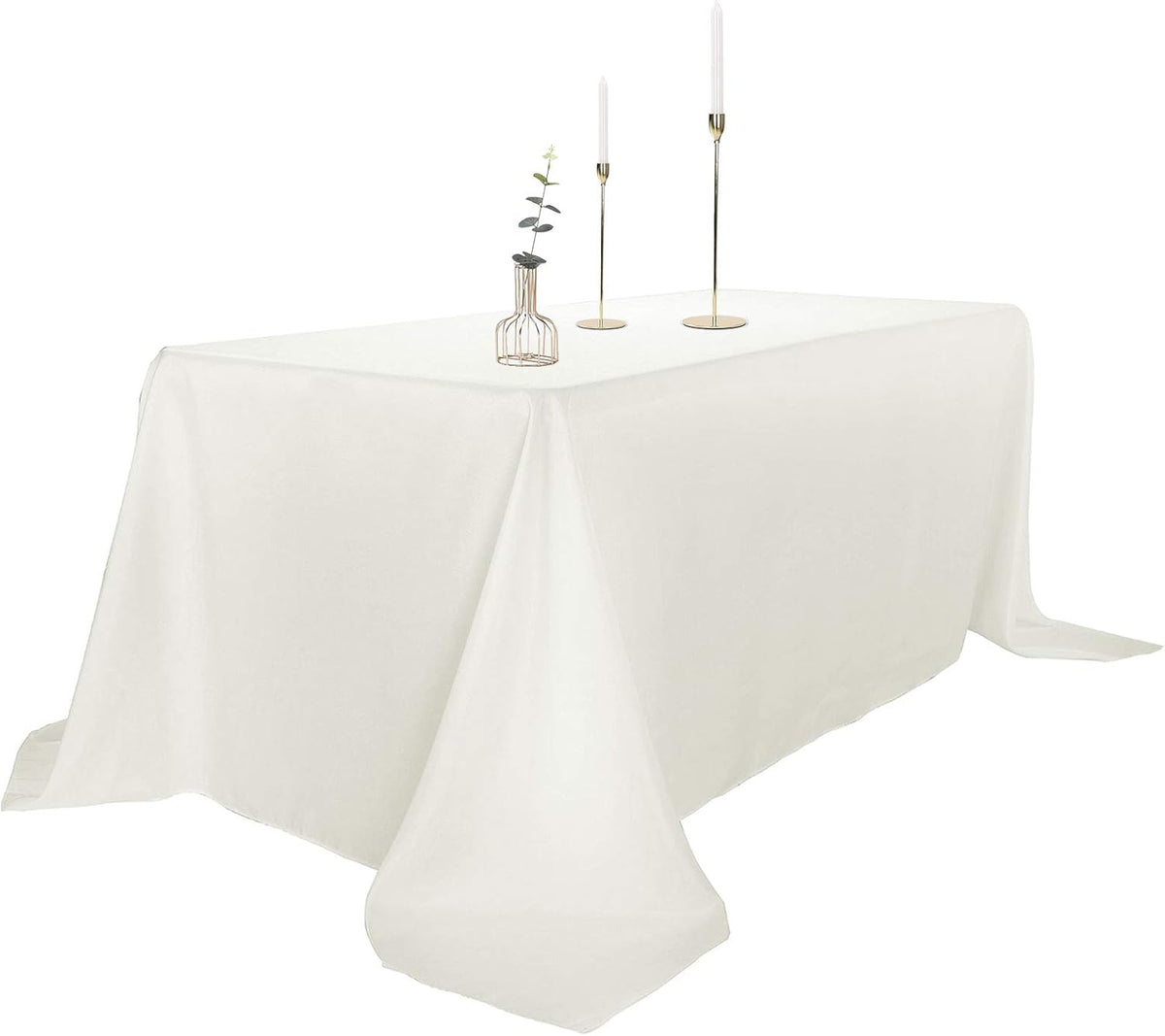 Ascoza 2pack 90x156 Inch Ivory Rectangular Tablecloth 8 Feet Table Cloth in Polyester Fabric for