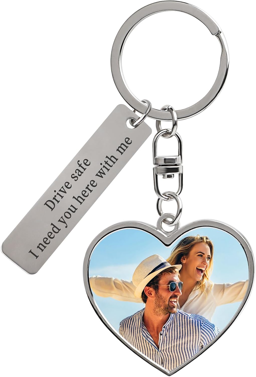 Double Side Custom Keychain with Picture Personalized Engraving Photo Text Customized Gifts for Men