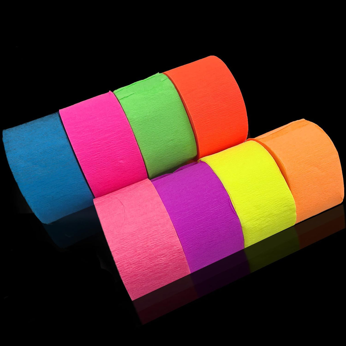 888 Feet Neon Glow Streamer Decorations - UV Reactive Fluorescent Neon Paper Streamers for Glow in