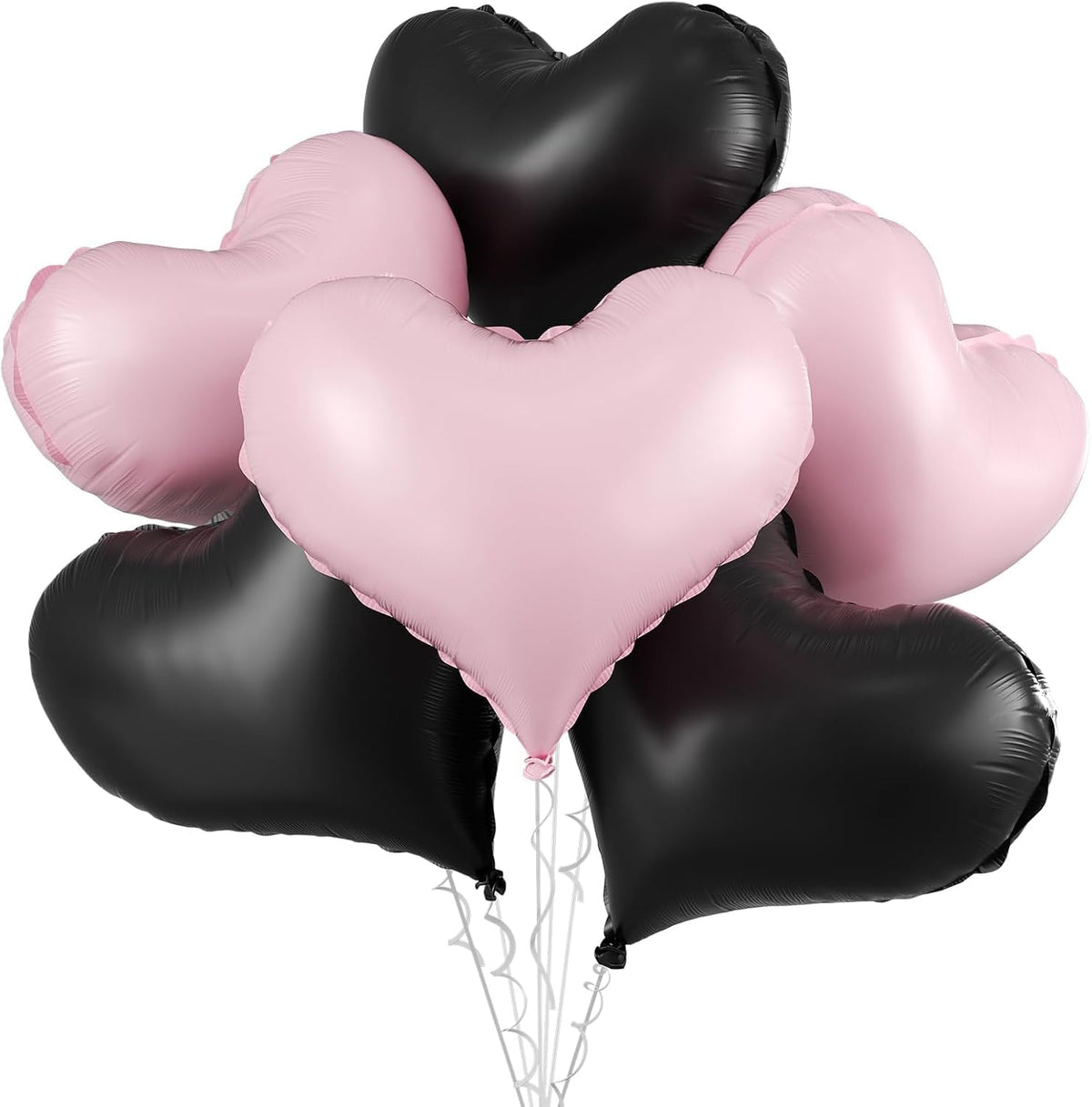 Pink Black Heart Balloons,24Inch Large Pink Black Heart Foil Balloons for Valentine's Day Birthday