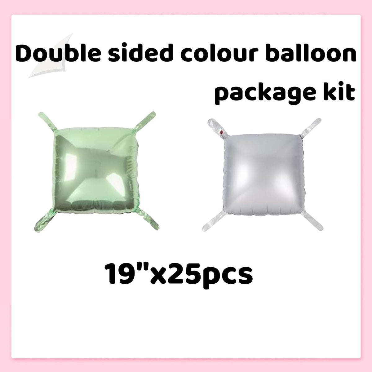 Square Foil Sage Green and White Balloon Wall Backdrop Tunnel Flat Double Sided Mylar Balloon Arch