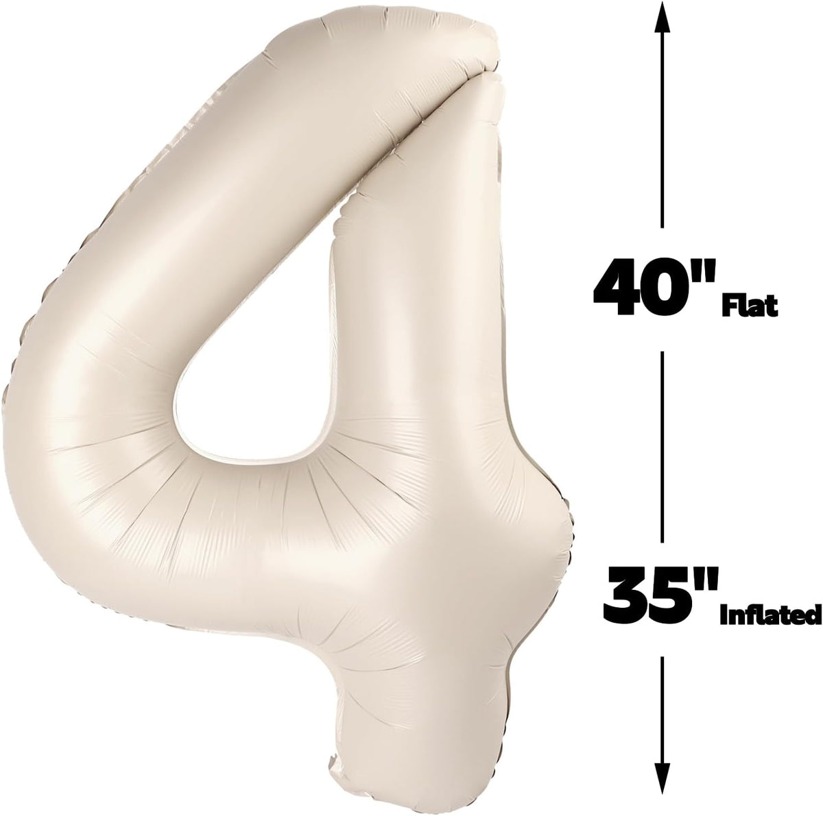 40 Inch Cream White Large Number 24 42 Birthday Balloon, Giant Numbers 24 42 Balloons, Foil Mylar
