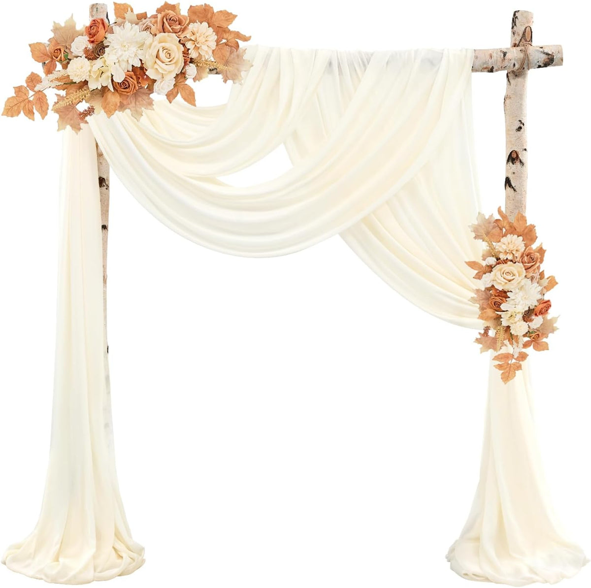 Wedding Arch Draping Fabric 8 Panels 20Ft Length x 28" Width Ivory Arch Drapes Chiffon Fabric Sheer