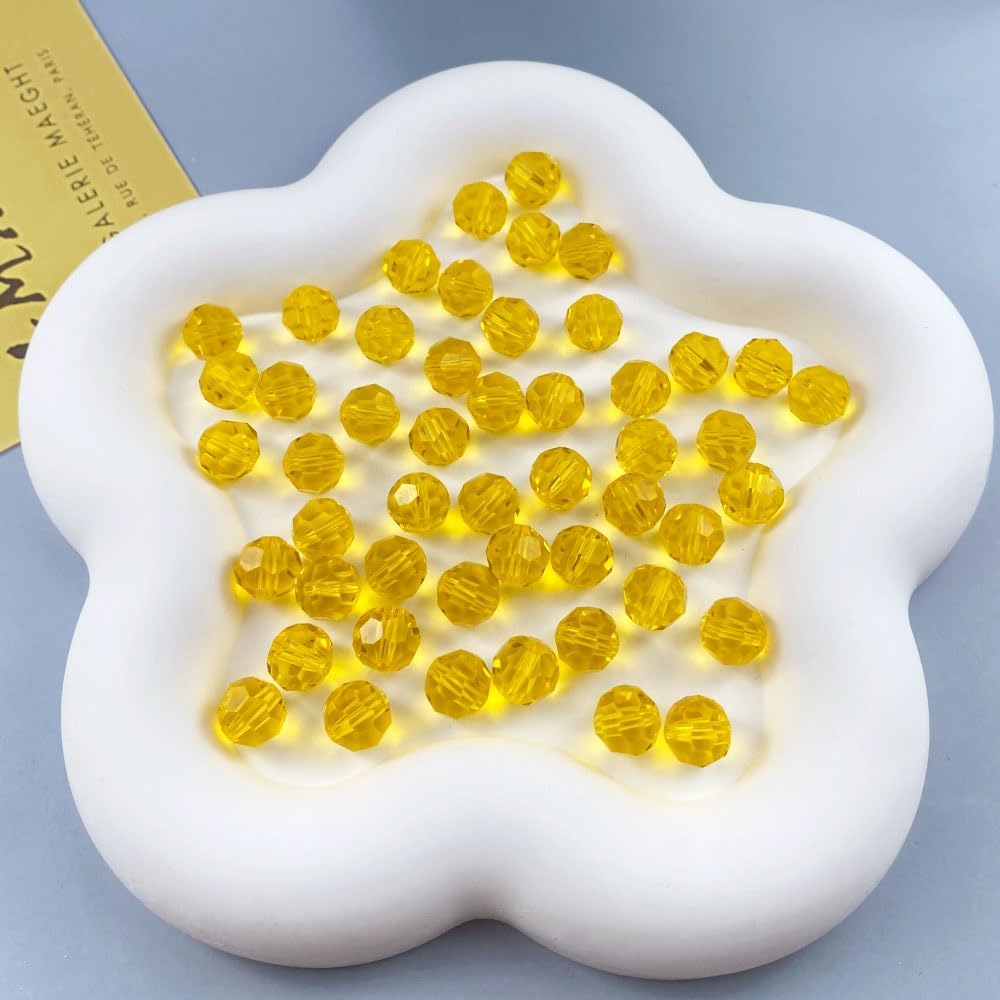 200 PCS 6mm Crystal Glass Beads Round Multiple Faceted Loose Spacer Glass Beads for DIY Handcrafte