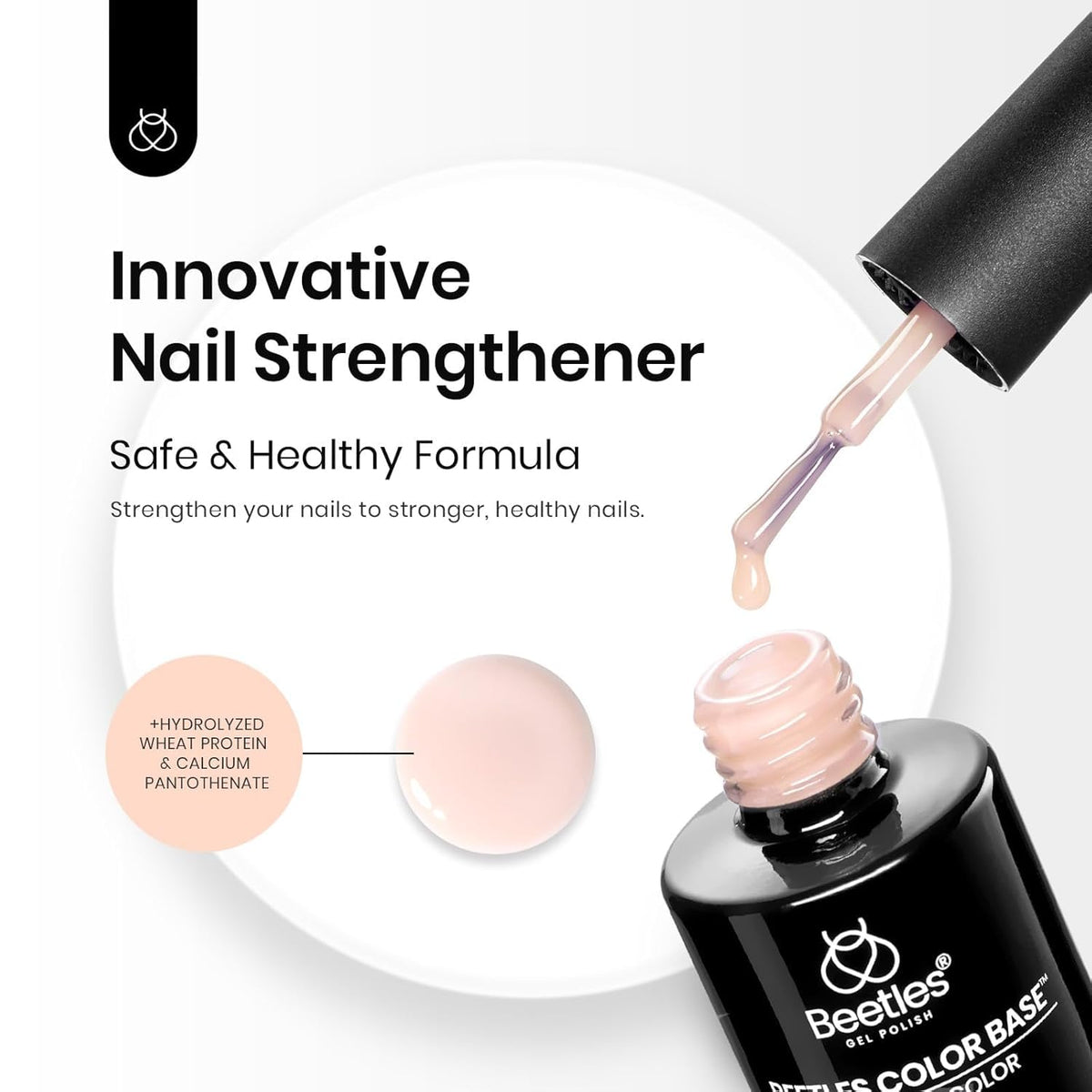 Beetles Rubber Base Gel Nail Polish, 1pcs 15ml Color Base Builder Neutral Nude Pink Gel Polish Base