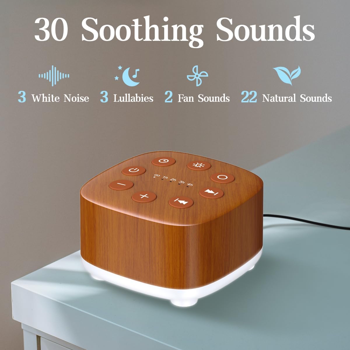 Meditation White Noise Machine Sound Machine 30 Soothing Sounds 12 Night Light 5 Auto-Off Timer