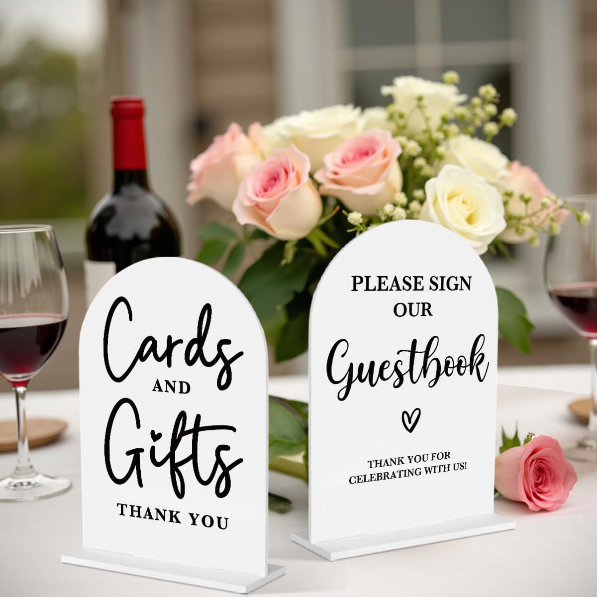 2 Pcs Acrylic Wedding Signs for Ceremony and Reception, Bridal Shower Decorations, Cards and Gifts
