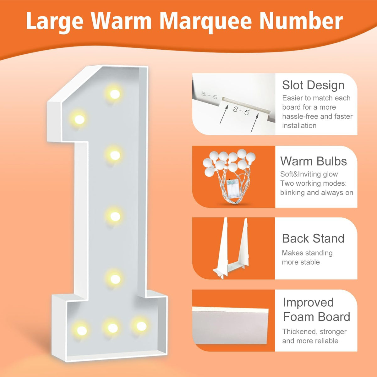3FT Marquee Numbers 21, Large Light Up Numbers 21th Birthday Decorations for Girls Boys, Cardboard