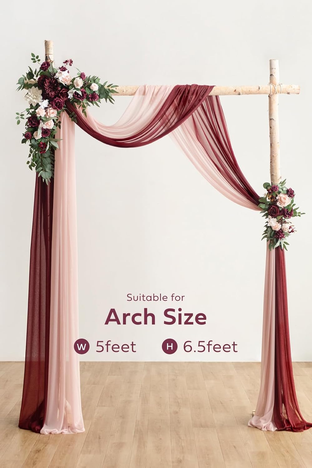 Ling's moment Red Pink Blush Artificial Wedding Arch Flowers Kit Pack of 4, 2pcs Hanging Flower