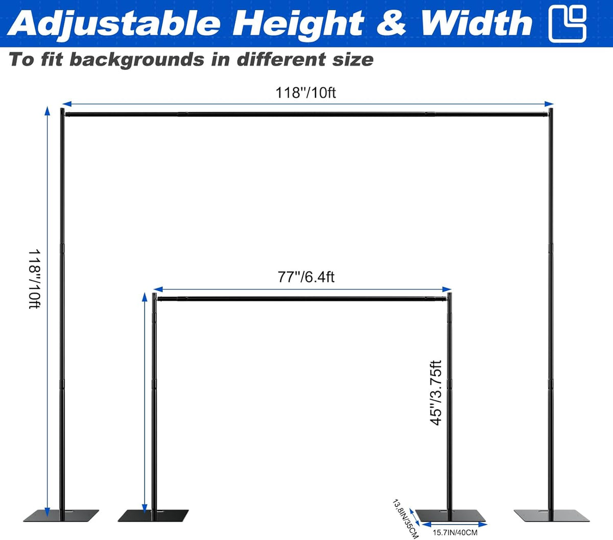 Pipe and Drape Backdrop Stand 10ftx10ft Adjustable Background Support System Heavy Duty Background