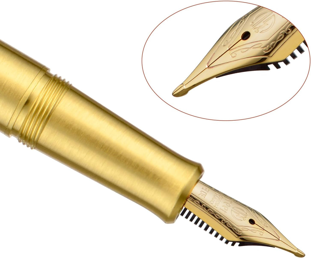 Hongdian M2 Black Forest Mini Fountain Pen, Long Blade Nib & Sleek Shape Brass Short Pocket Travel