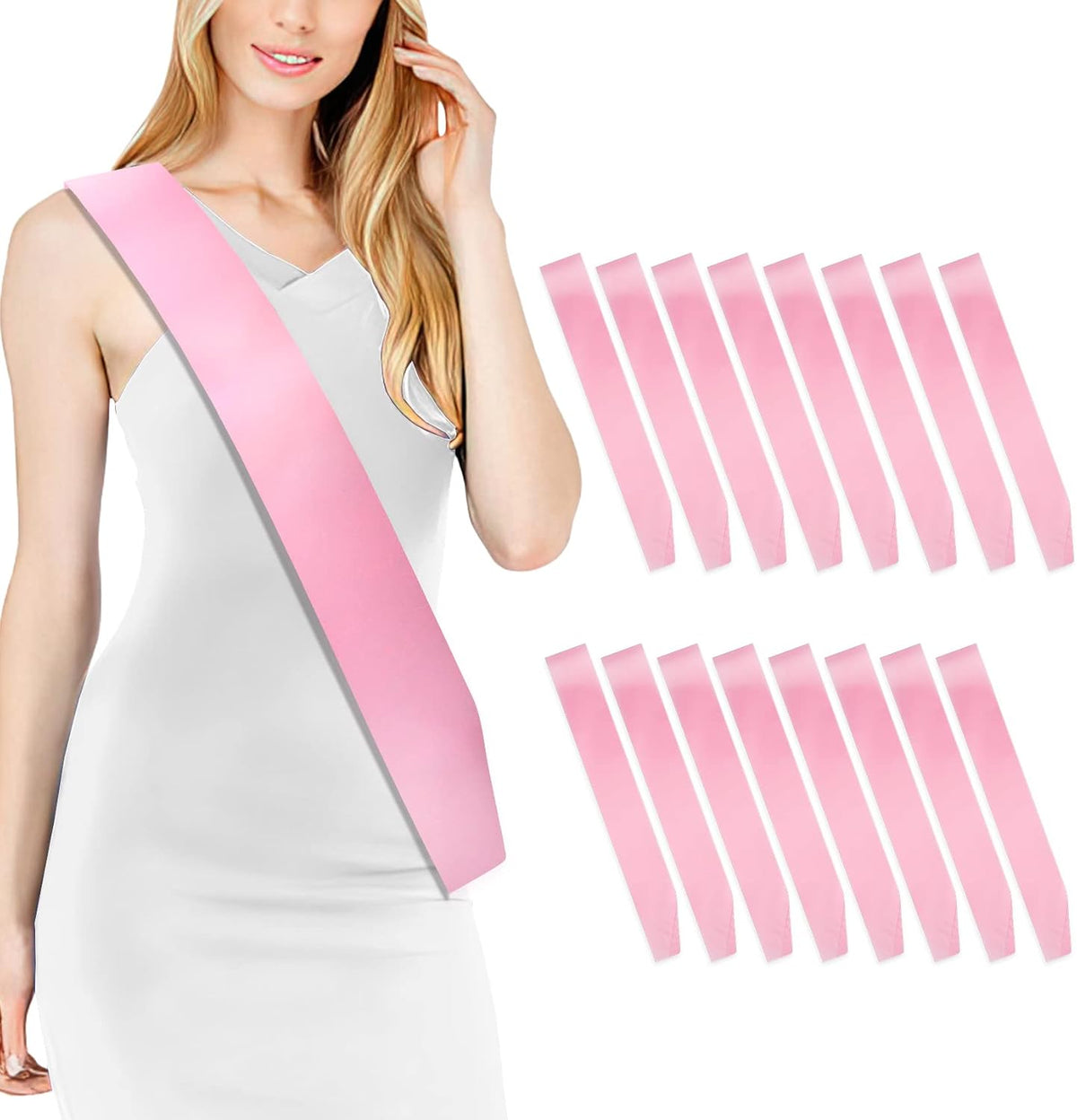 16 Pcs Sash Blank Satin Sash Light Pink Sash Party, Bride To Be Sash, Plain Sash, Diy Sash Sashes