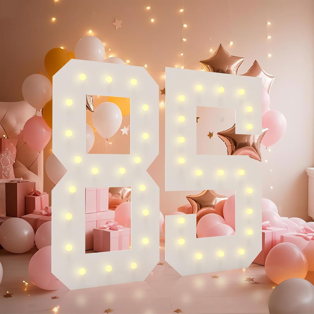 LOBOOM 4FT Light Up Numbers, Marquee Numbers 4 Feet Tall Giant Number 85 Mosaic Big Number Sign for