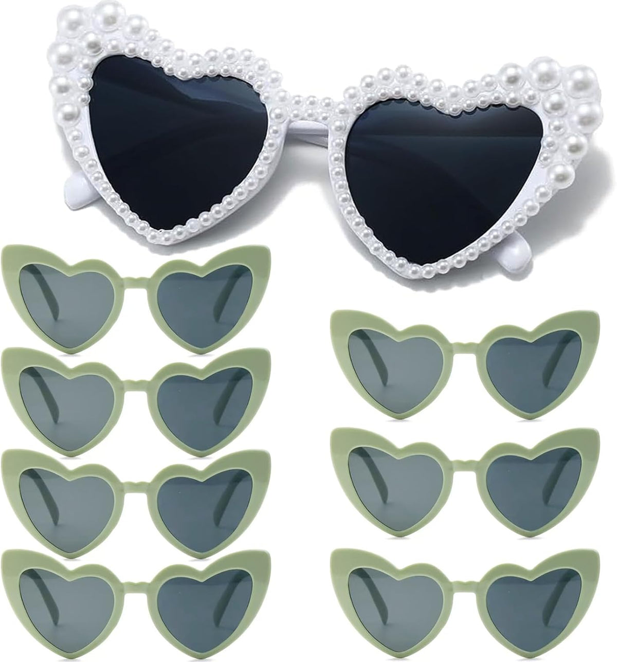 Bachelorette Party Heart Sunglasses 8 Pack Pearl Bride Sunglasses Bridesmaids Sunglasses Party