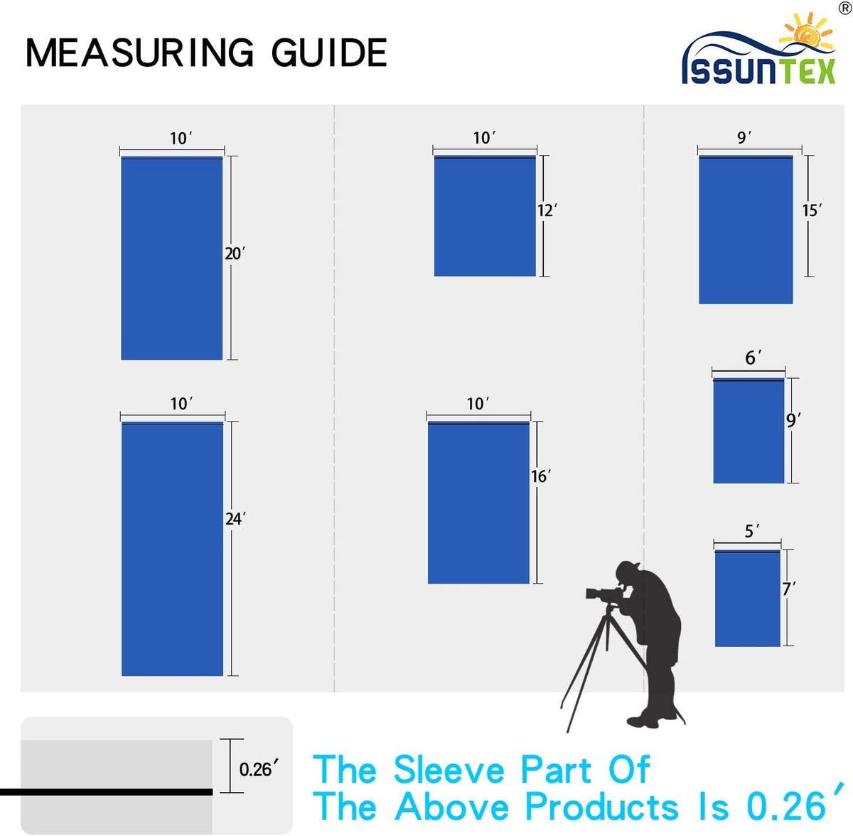 ISSUNTEX 10X24 ft Background Muslin Backdrop, Photo Studio, Collapsible High Density Screen for
