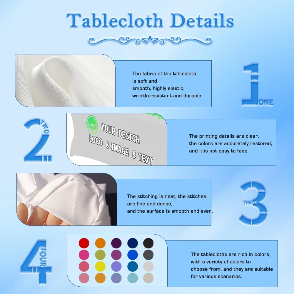 Custom Table Cloth with Business Logo 4FT 5FT 6 FT 8 FT Spandex Customized Table Cover Stretch for