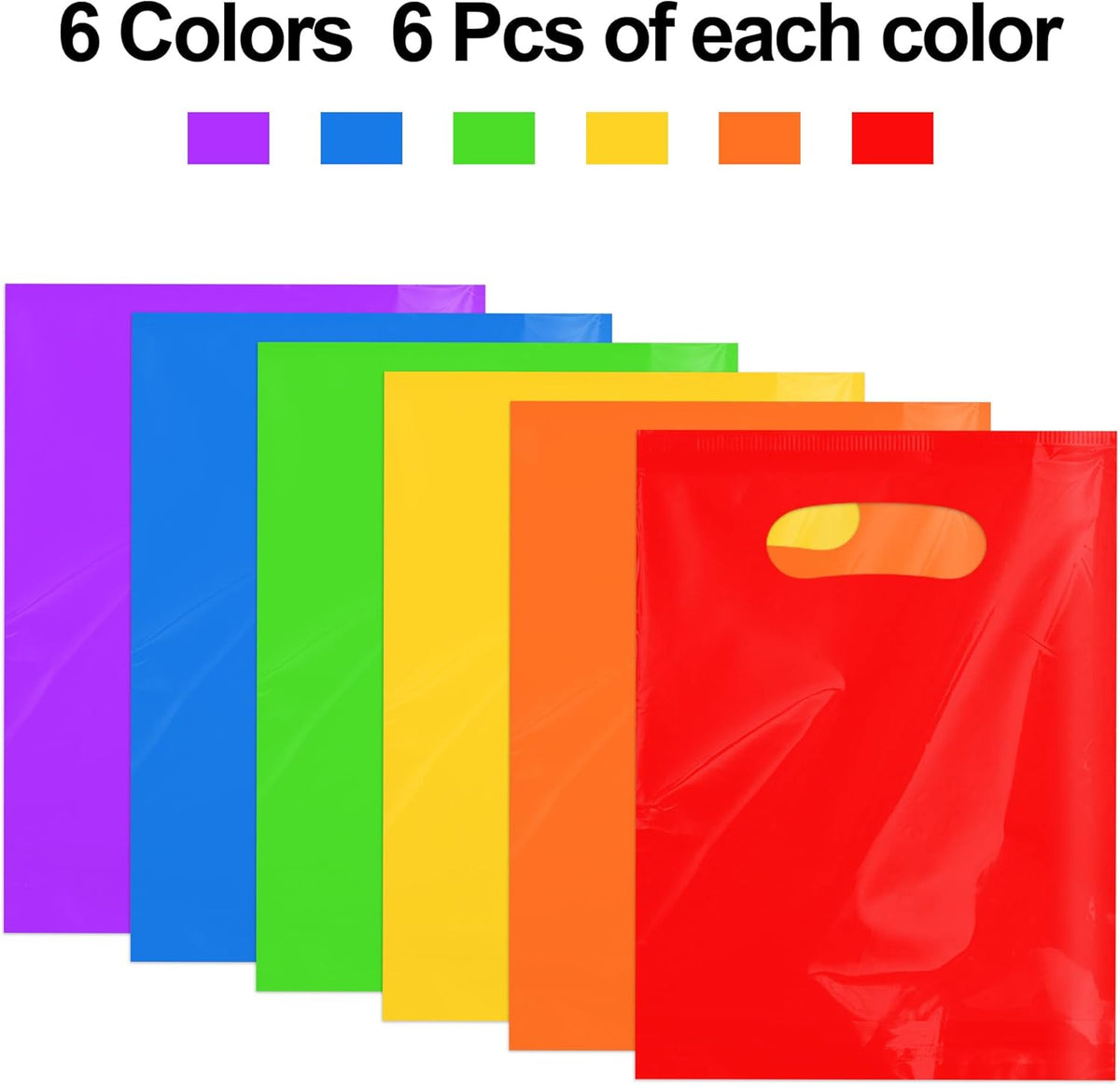 36 PCS Plastic Party Favor Small Gift Bags, 6"x8" Goodie Bags for Kids, Candy Treat Pouches Bulk