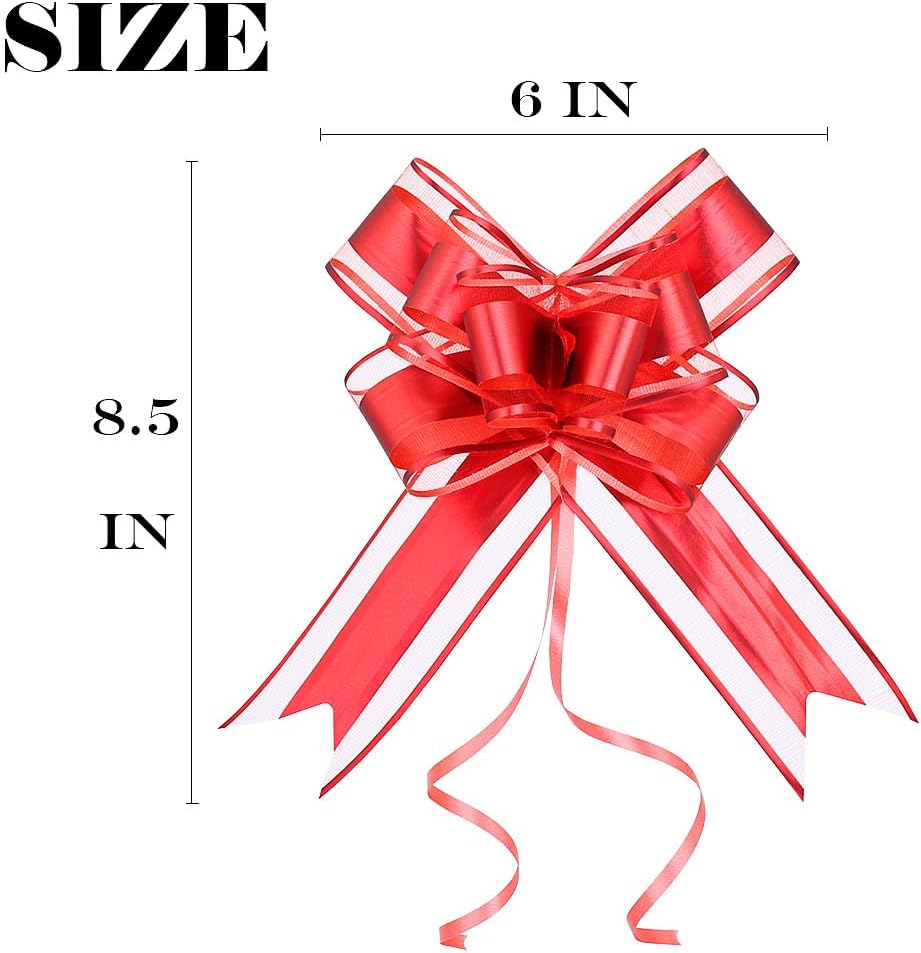 WEWILUCK Gift Bows for Presents, 15PCS Red Bows for Gift Wrapping, 6 Inch Gift Bows with Ribbon for