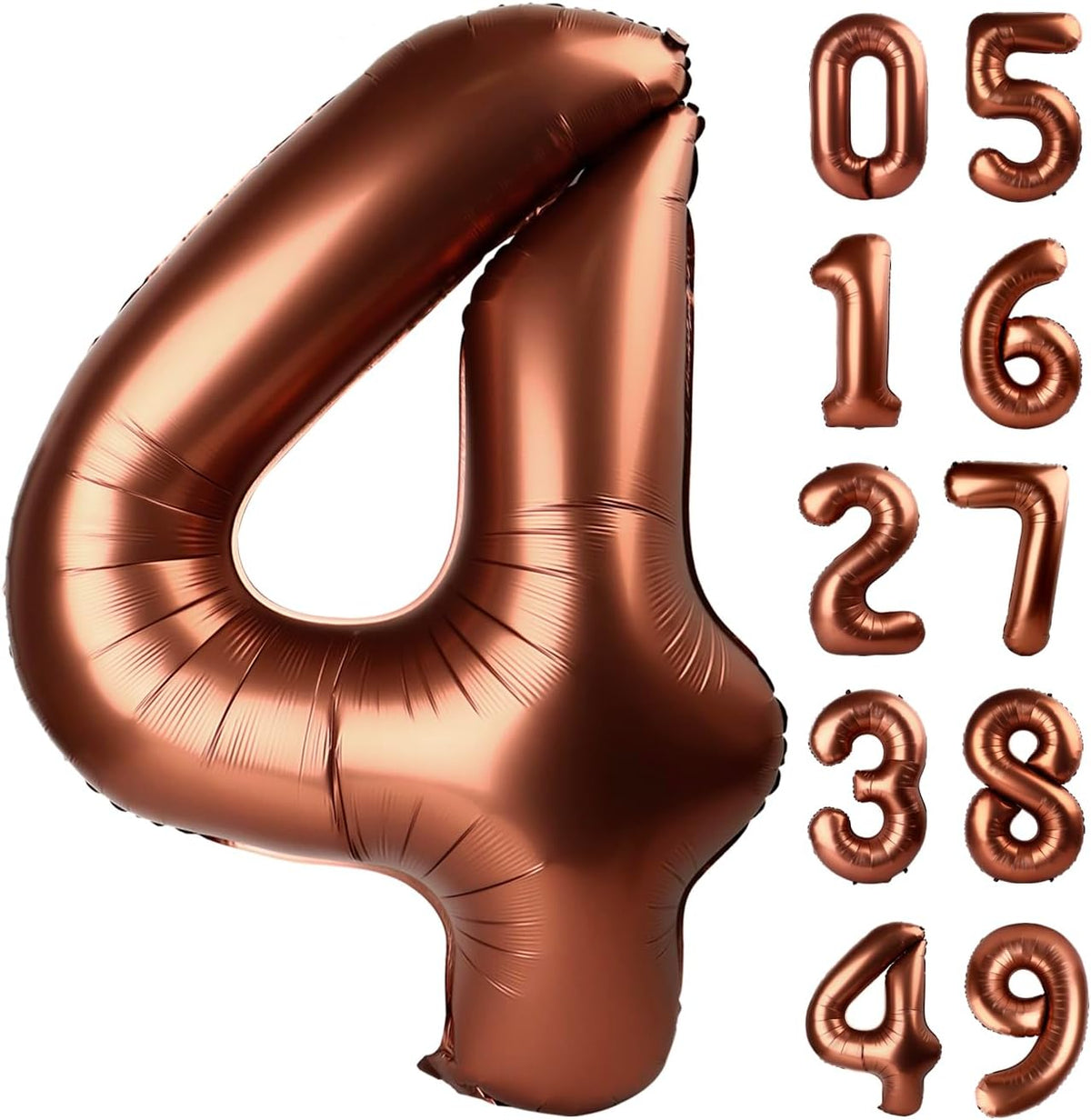 40 Inch Dark Brown Large Number 4 Birthday Balloon, Giant Number Four 14 24 34 40 44 Balloons