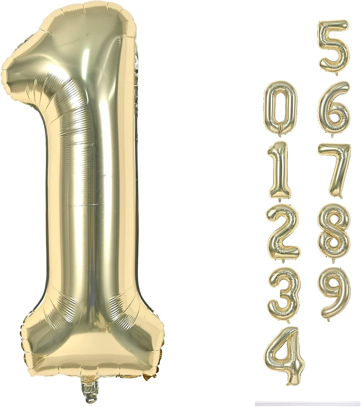 Champagne Gold Number 1 Balloons, 40 In Large Light Gold Number 1 Foil Helium Balloons for Girls