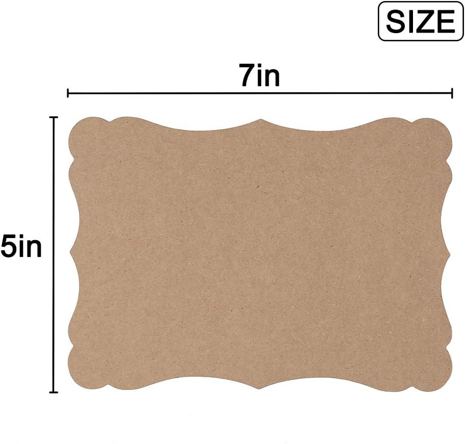 50 Pack Blank Kraft Cards Cardstock Thick Paper Brown Greeting Cards for DIY Gift Card Menus, Baby