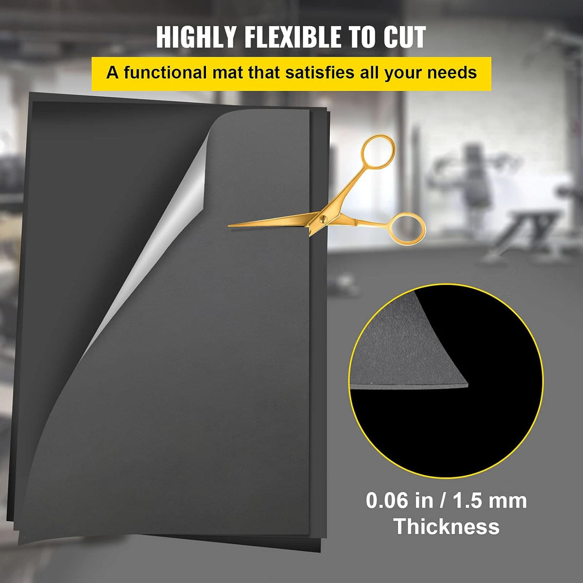 VEVOR Dance Floor, 6.6x3.9ft Dance Floor Roll, 0.06in Thick PVC Vinyl Dance Floor, Black/Grey
