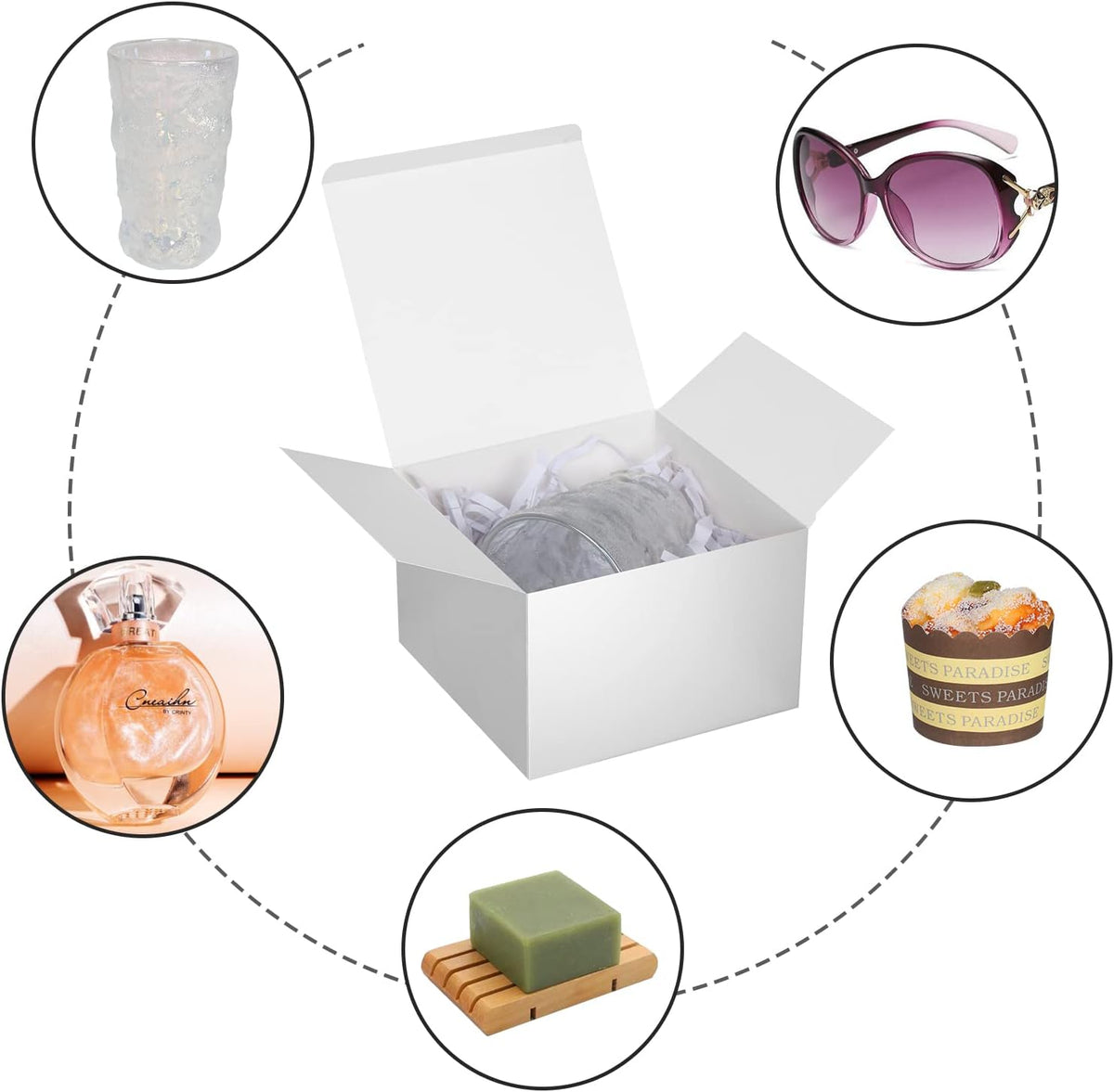 COTOPHER Small Gift Boxes 10 Pack 6x6x4 inches Silver Gift Boxes with Lids for Gifts, Crafting