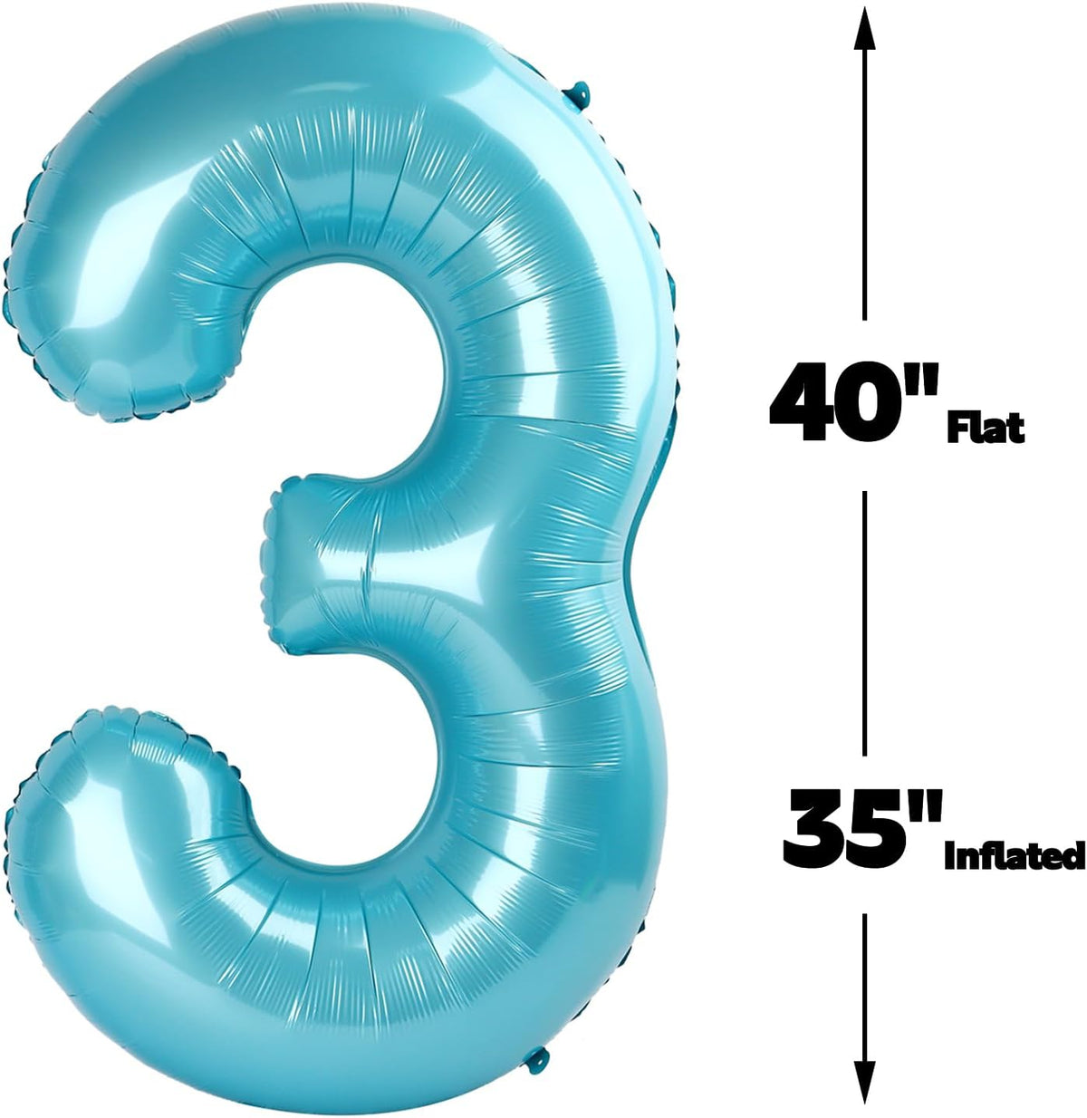 40 Inch Pearl Blue 3 Large Number Balloon, 3 13 23 30 33 36 38 Pearl Blue Birthday Party