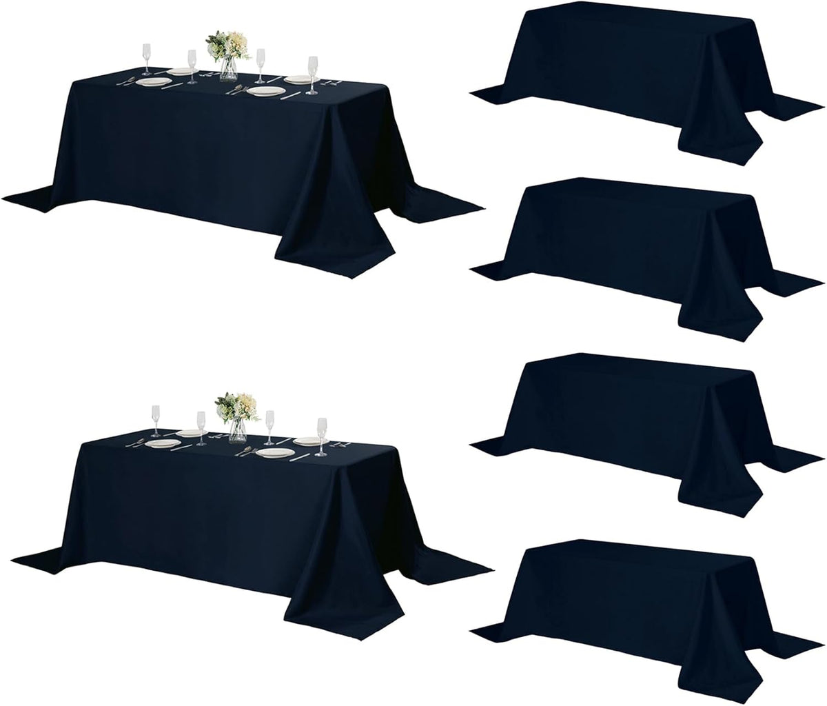 Fokitut 6 Pack Rectangle Tablecloth, 90x156 Inch, Stain Resistant and Wrinkle Polyester Table