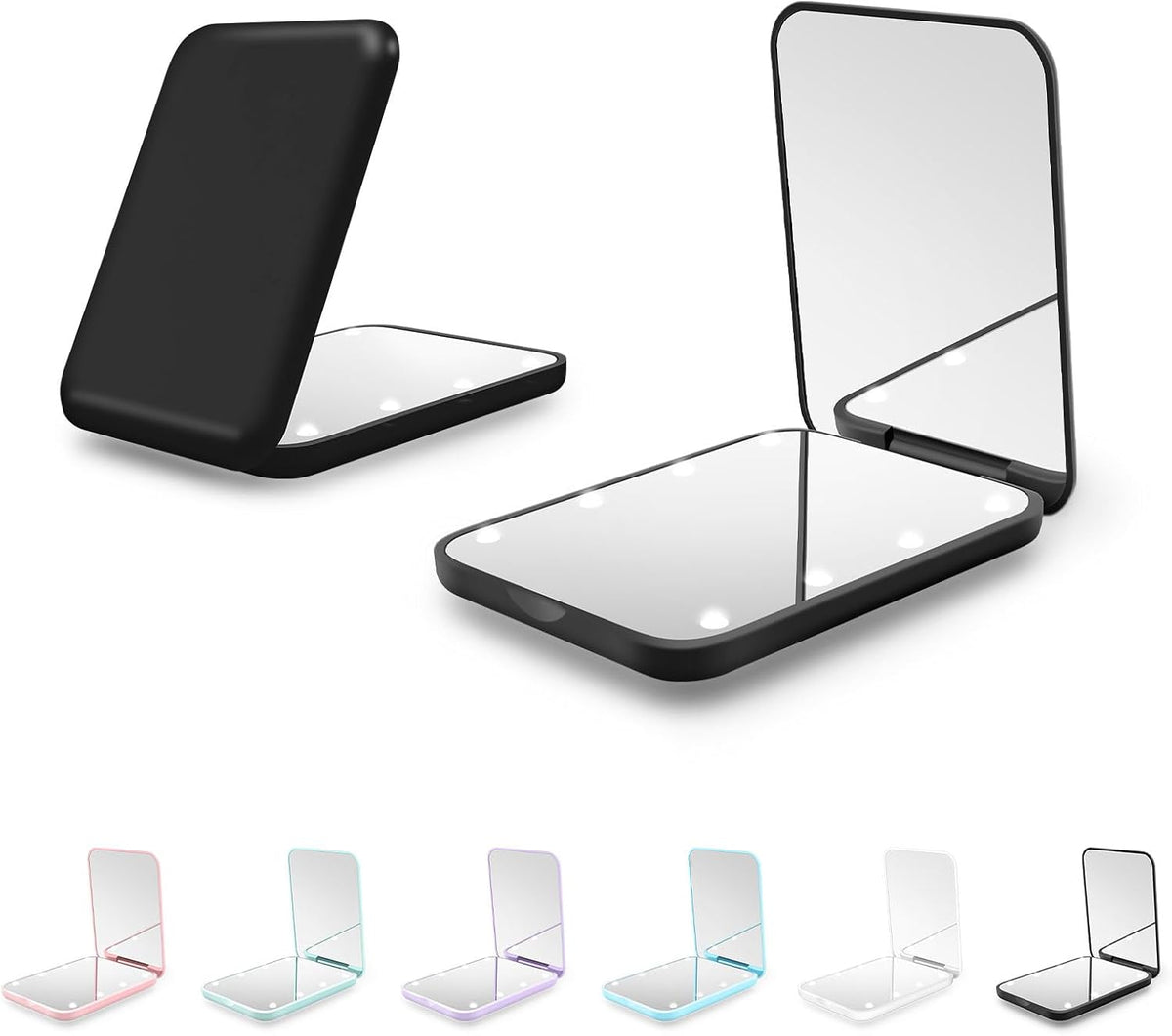 Compact Mirror, 1X/3X Magnification LED Pocket Mirror with Nternal BIattery, Pink Mini Mirror for