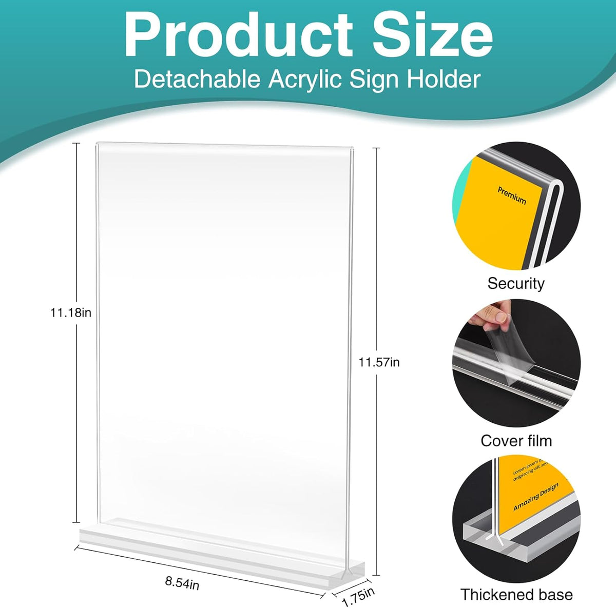 Relx 12 Pack Acrylic Sign Holder 8.5 x 11, Vertical T Shape Plastic Sign Holder with Base