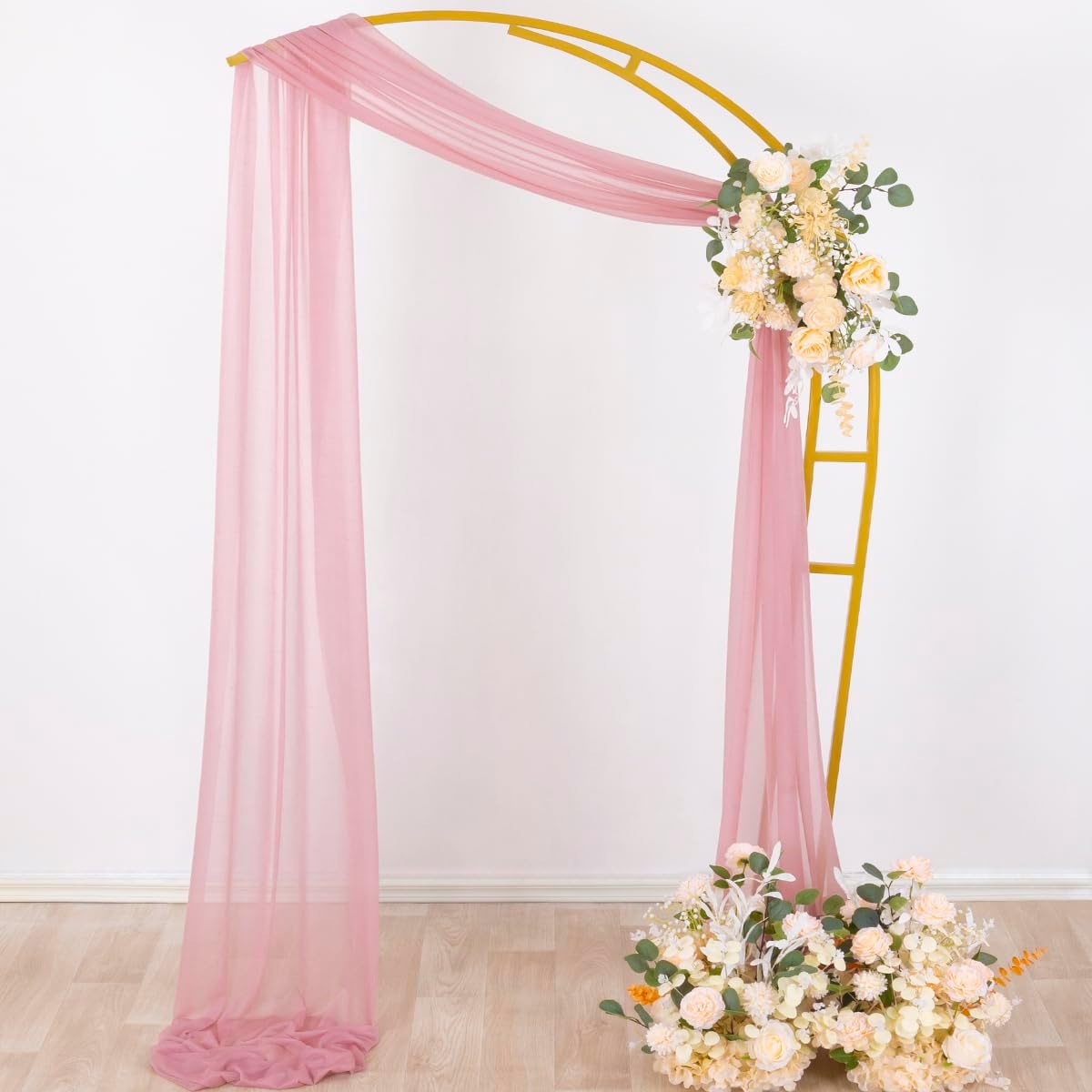 Socomi Wedding Arch Draping Fabric 29" x 20Ft 1 Panel Dusty Rose Sheer Outdoor Curtain Drapes Extra