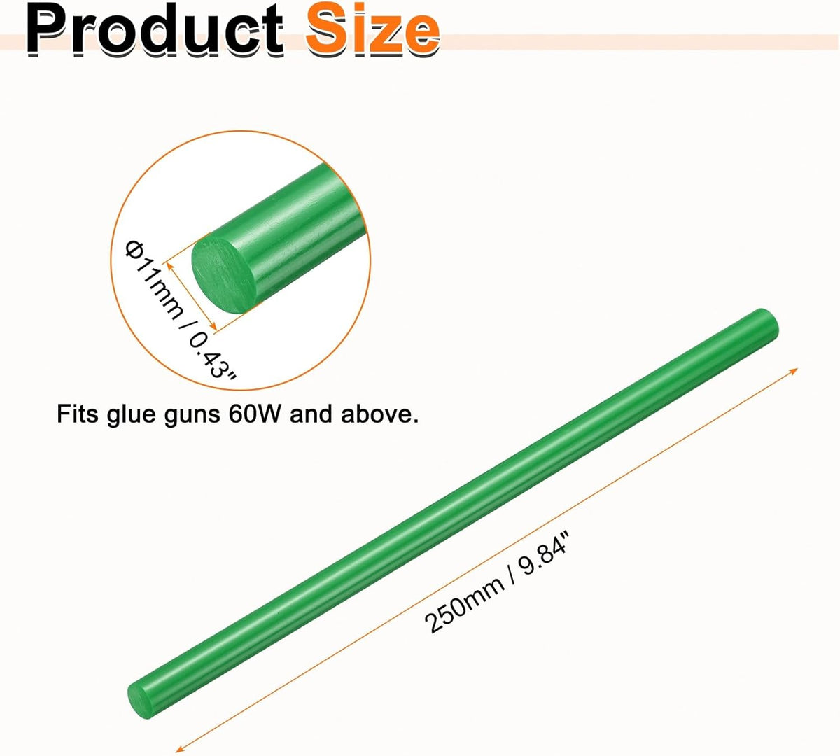 HARFINGTON 10pcs Hot Glue Sticks 0.43" Dia x 9.84" Long EVA Mini Hot Melt Adhesive Glue Stick for