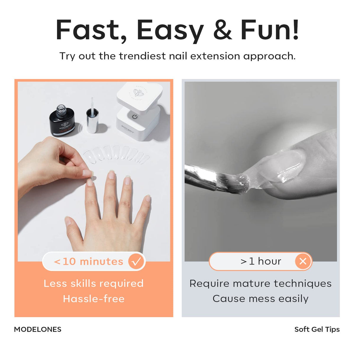 Modelones Short Coffin Nail Tips - 500Pcs Fake Nails Gel Tips Half Matte Full Cover No Filed