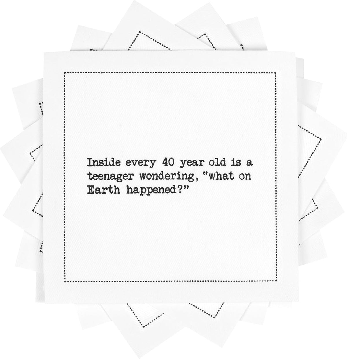Five Star Napkins 40th Birthday Quotes White Cotton Cocktail Napkins, Beverage Napkins, Bar