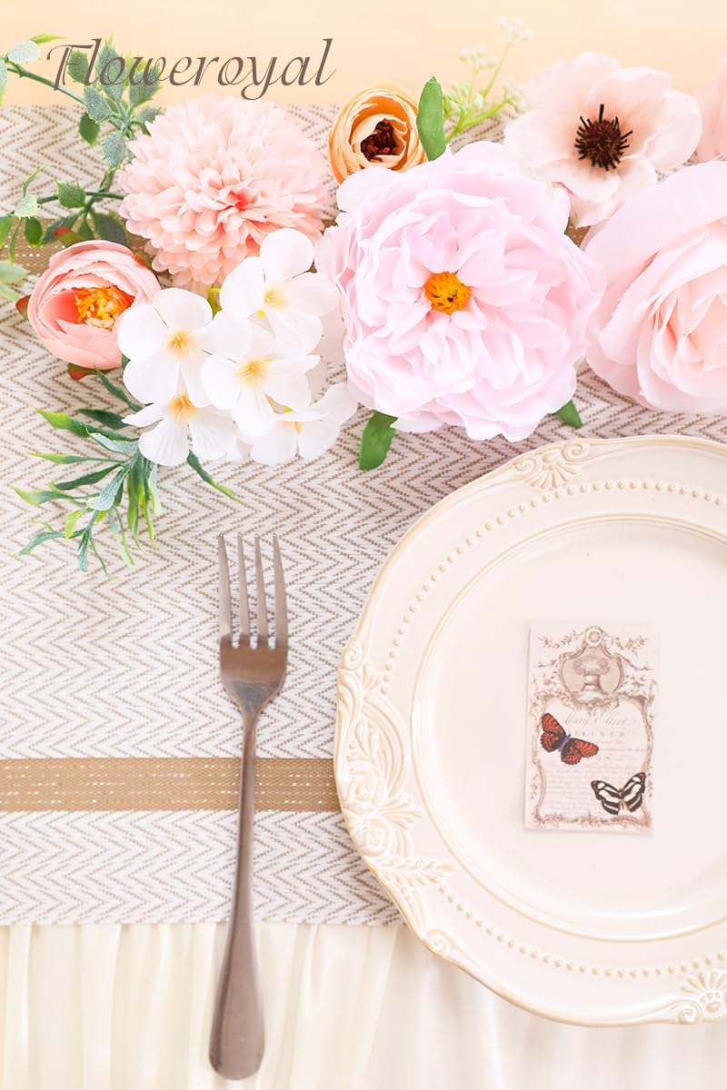 Floweroyal Artificial Flowers Combo Pink Flowers Mix Silk Flowers Roses Peonies with Stems for DIY