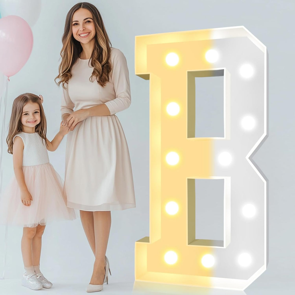 Pooqla 4 FT Marquee Light Up Letters, Giant LED Sign Cool White and Warm White Marquee Letter 4