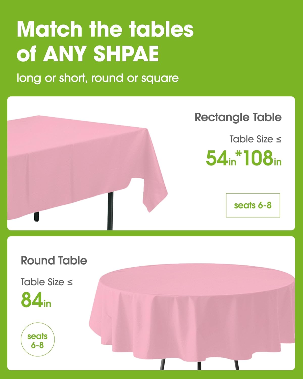 Pureegg Plastic Table Cloth Disposable 10 Pack, 54 x 108 Inch Table Cloths, Easter Party