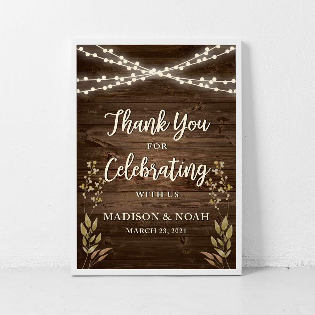 Andaz Press Personalized Extra Large Wedding Easel Party Sign, 12x18-inch, Rustic Wood with Hanging