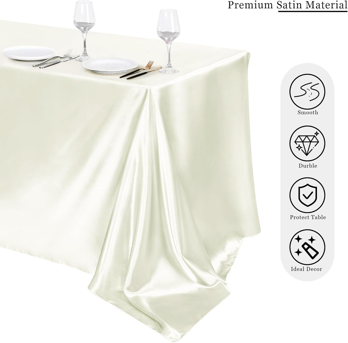 TURSTIN 4 Packs Satin Tablecloth 102 x 58 Inch Overlay Satin Table Cover Rectangle Bright Silk