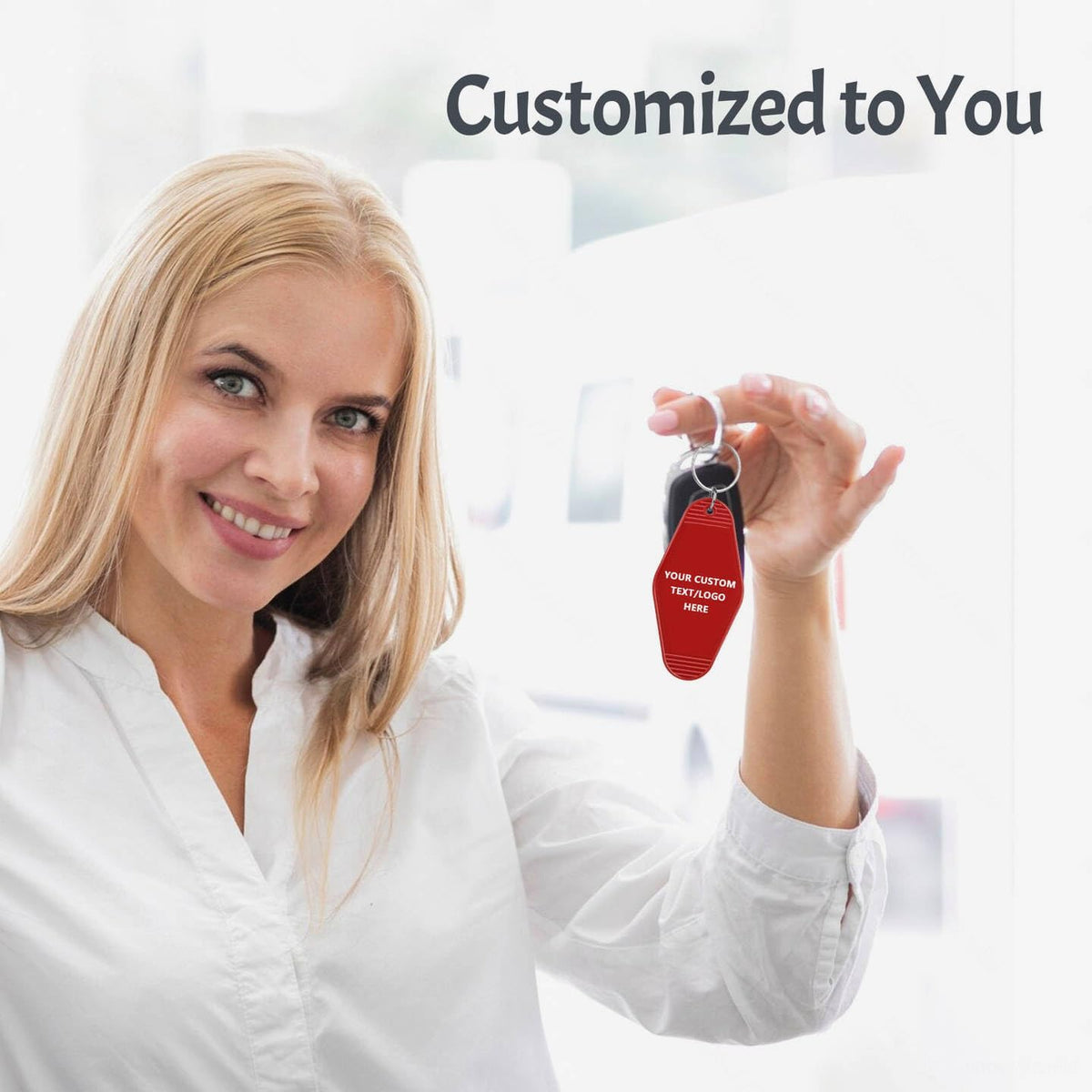Custom Vintage Hotel Motel Keychains 100 Pack, Personalized Logo, Text Bulk - Perfect for