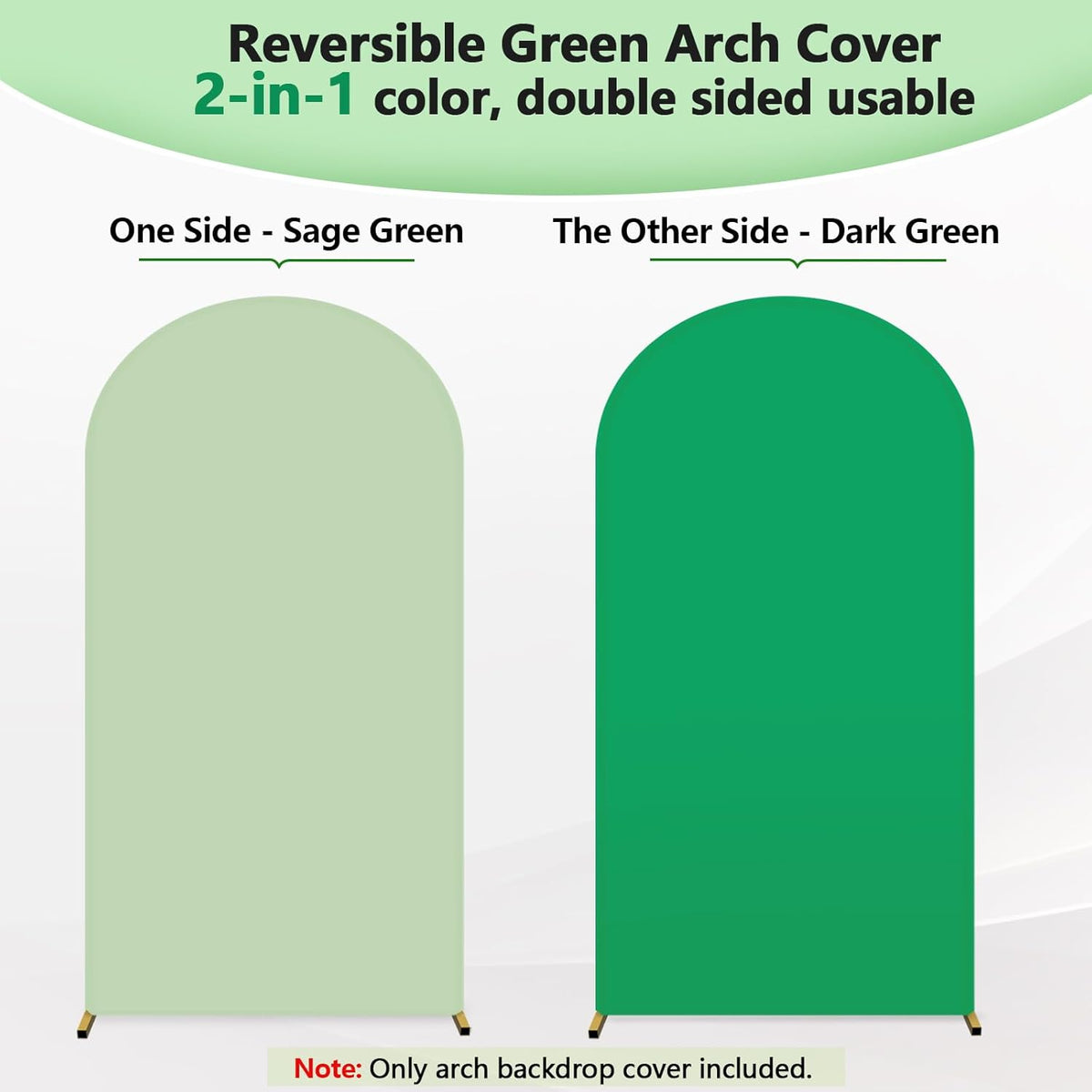 HEMMOTOP 7.2 ft Arch Backdrop Cover(One Piece Double Color), Green and Sage Green Spandex Arch