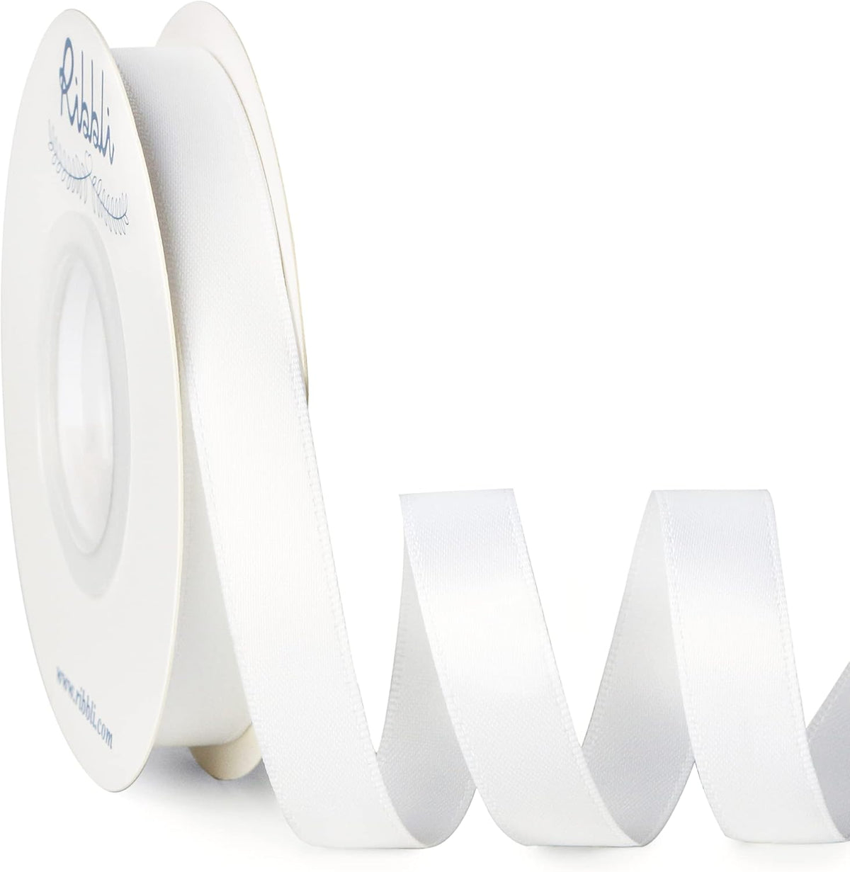 Ribbli Double Faced White Satin Ribbon,1/2” x Continuous 25 Yards,Use for Bows Bouquet,Gift