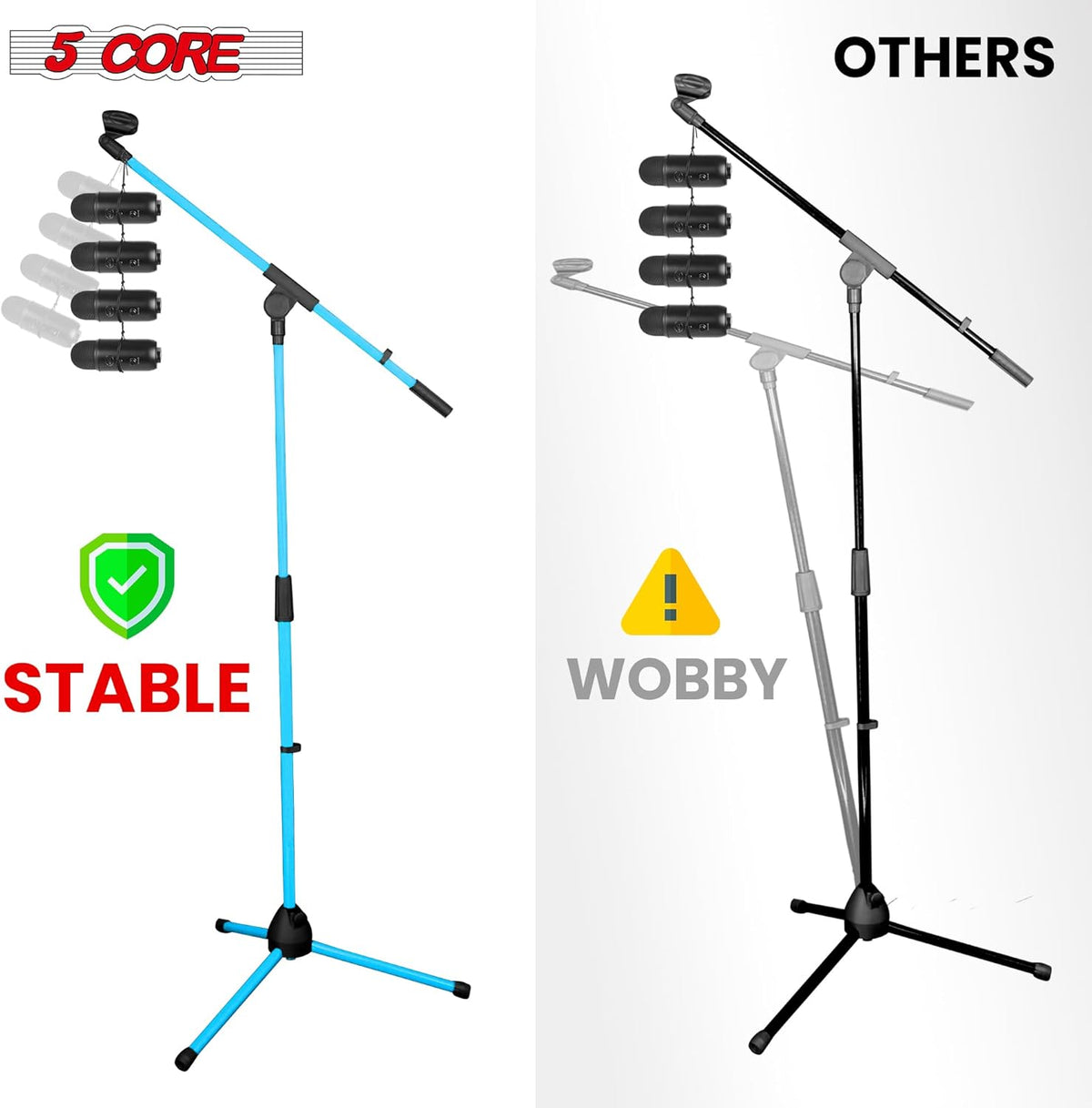 5 Core Tripod Mic Stand Floor Adjustable 18 to 72 Inches Sturdy Boom Arm Holder Microphone Stands